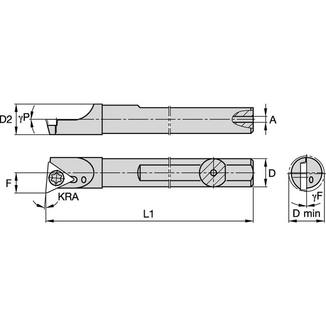 Widia 2822935 Indexable Boring Bars; Minimum Bore Diameter (Decimal Inch): 0.8500 ; Maximum Bore Depth (Decimal Inch): 2.2500 ; Toolholder Style: SSBI ; Tool Material: Steel ; Shank Diameter (Decimal Inch): 0.7500 ; Hand of Holder: Right Hand