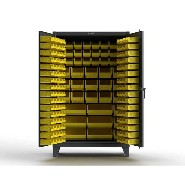 Strong Hold 56-BB-240-MOD Storage Cabinets; Cabinet Type: Storage Cabinet; Cabinet Material: Steel; Width (Inch): 60; Depth (Inch): 24; Cabinet Door Style: Tilt Bins; Height (Inch): 78; Locking Mechanism: Padlock Hasp; Assembled: Yes; Bin Material: P