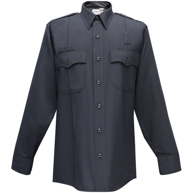 Flying Cross 49W84 86 17.5 35 Justice Long Sleeve Shirt w/ Rounded Patch Pockets - LAPD Navy