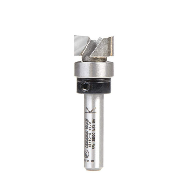 Amana Tool 45460-S 1/2" Diam, 1/4" LOC, 2 Flute Solid Carbide Edge Profile Pattern-Cutting Router Bit