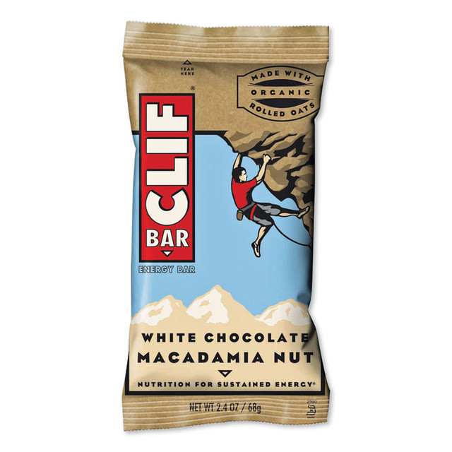 CLIF BAR & COMPANY CCC161009 Energy Bar, White Chocolate Macadamia Nut, 2.4 oz Bar, 12 Bars/Box