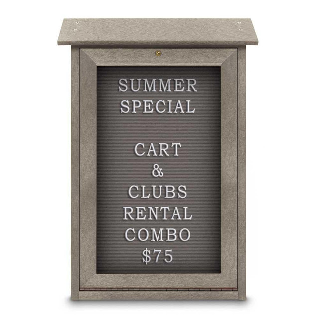 United Visual Products UVDSSM1829LB-WE Enclosed Letter Board: 18" Wide, 29" High, Fabric, Gray