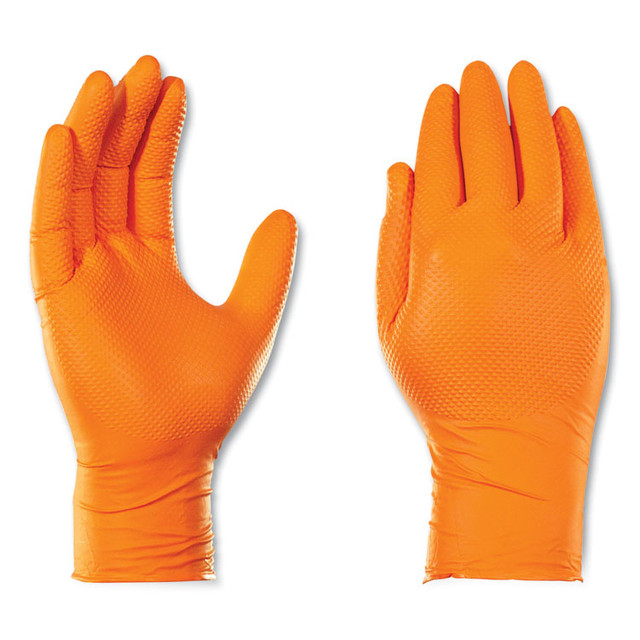 AMMEX CORPORATION GloveWorks® by GWON46100CT Heavy-Duty Industrial Nitrile Gloves, Powder-Free, Large, 8 mil Thick, 9.5" Long, Orange, 100/Box, 10 Boxes/Carton