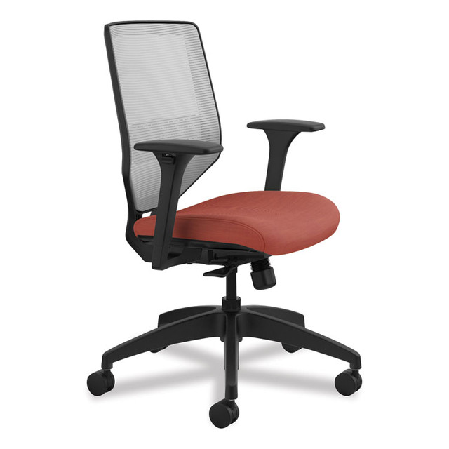 HON COMPANY SVM1ALIFC46T Solve Series Mesh Back Task Chair, Supports Up to 300 lb, 18" to 23" Seat Height, Bittersweet Seat, Fog Back, Black Base