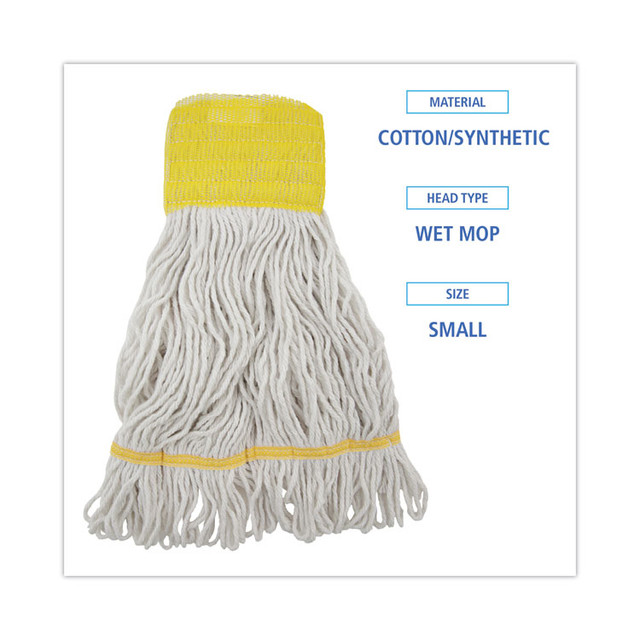 BOARDWALK 501WH Super Loop Wet Mop Head, Cotton/Synthetic Fiber, 5" Headband, Small Size, White, 12/Carton