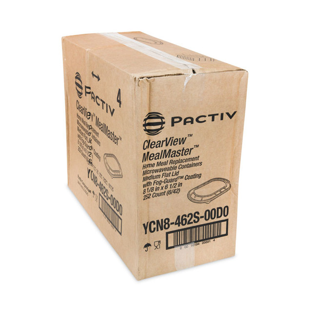 PACTIV EVERGREEN CORPORATION YCN8462S00D0 ClearView MealMaster Lid with Fog Gard Coating, Medium Flat Lid, 8.12 x 6.5 x 0.37, Clear, Plastic, 252/Carton