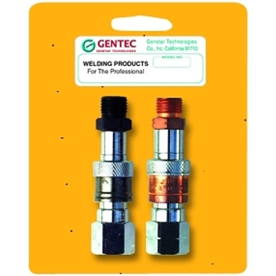 GENTEC® Quick Connector Set, Regulator-to-Hose, Steel/Brass, Fuel/Oxygen, B-Size 9/16 in-18