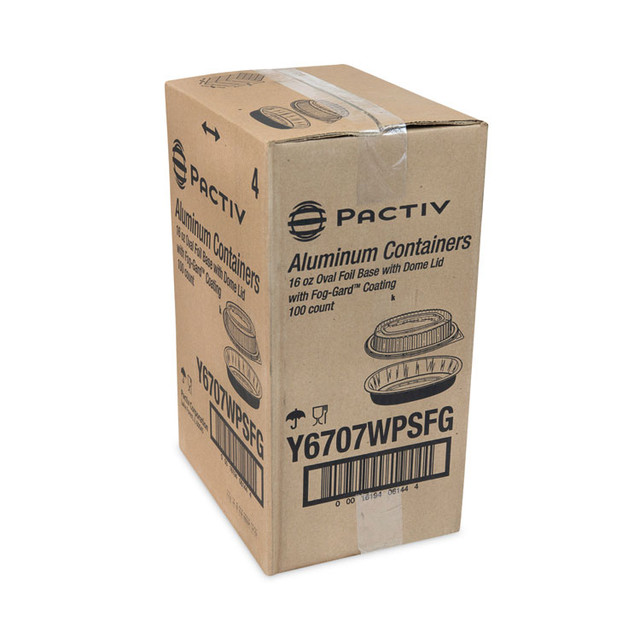 PACTIV EVERGREEN CORPORATION Y6707WPSFG Classic Carry-Out Container, 16 oz, 6.88 x 4.56 x 3, Black/Gold, Aluminum, 100/Carton