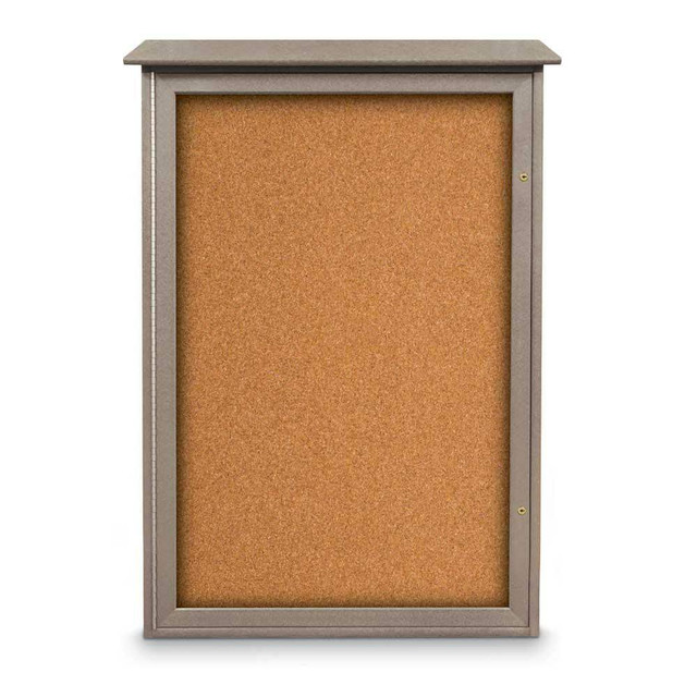 United Visual Products UVSD4832-WEAWOD Enclosed Cork Bulletin Board: 48" Wide, 32" High, Cork, Natural Tan