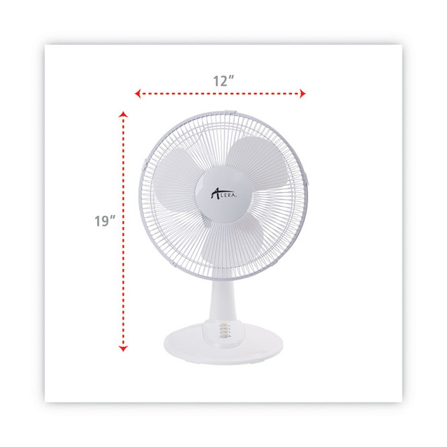 ALERA FAN122W 12" 3-Speed Oscillating Desk Fan, Plastic, White