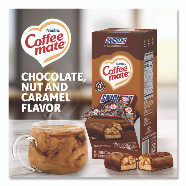 NESTLE Coffee mate® 61425CT Liquid Coffee Creamer, Snickers, 0.38 oz Mini Cups, 200/Carton