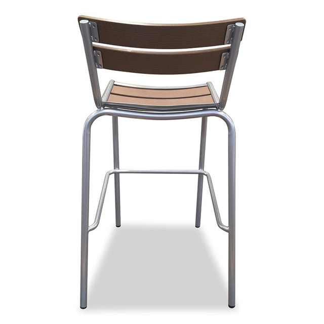 JMC FURNITURE ELCANOBSSLW Elcano Series Barstool, Outdoor-Seating, Supports Up to 300 lb, 29" Seat Height, Brown/Silver Seat, Brown Back, Silver Base