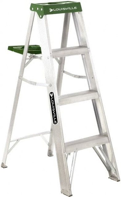 Louisville AS4004 3-Step Aluminum Step Ladder: Type II, 4' High