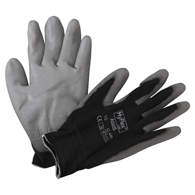 Ansell HyFlex® 103363 11-600 Palm-Coated Gloves, Size 10, Black