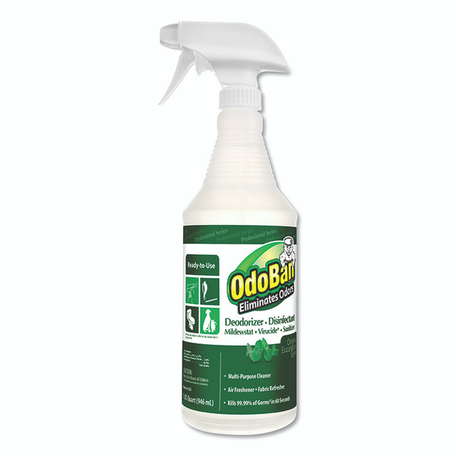 CLEAN CONTROL CORPORATION OdoBan® 910062-QC12 RTU Odor Eliminator and Disinfectant, Eucalyptus Scent, 32 oz Spray Bottle