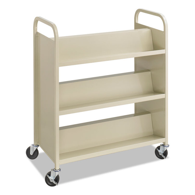 SAFCO PRODUCTS 5357SA Steel Double-Sided Book Cart, Metal, 6 Shelves, 300 lb Capacity, 36" x 18.5" x 43.5", Sand