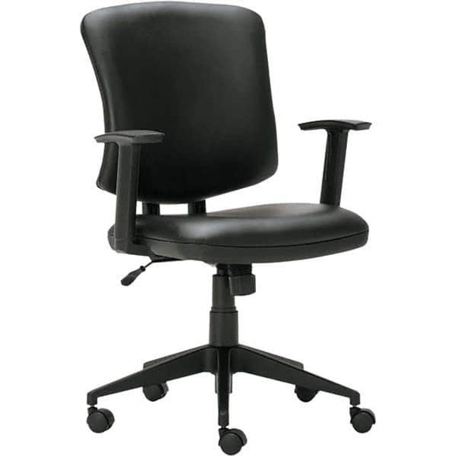 ALERA ALETE4819 Task Chair:  Leather,  Adjustable Height,  17-3/5 to  21-1/2" Seat Height,  Black