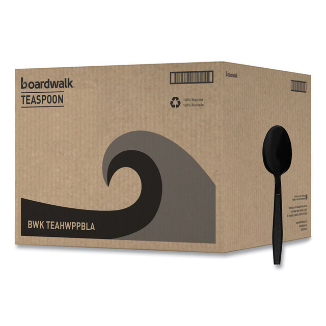 BOARDWALK TEAHWPPBLA Heavyweight Polypropylene Cutlery, Teaspoon, Black, 1000/Carton