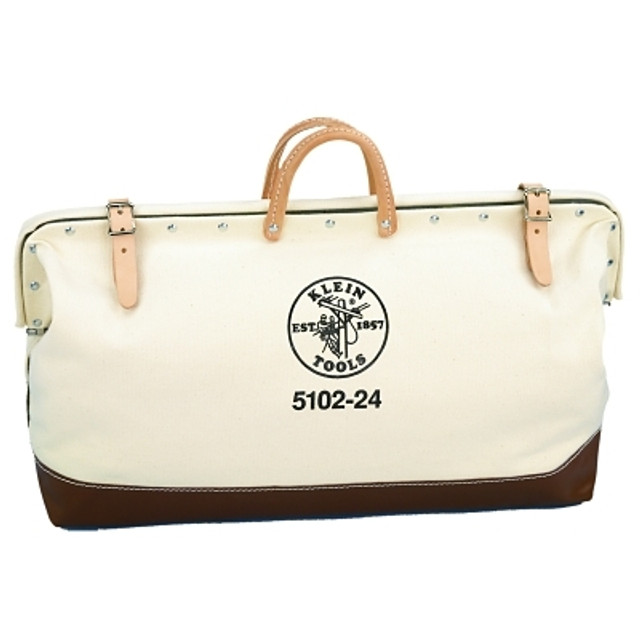 Klein Tools No. 8 Canvas Tool Bag, 1 Interior Pocket, 6 in W x 15 in H x 24 in L, Natural/Brown Klein Tools No. 8 Canvas Tool Bag, 1 Interior Pocket, 6 in W x 15 in H x 24 in L, Natural/Brown