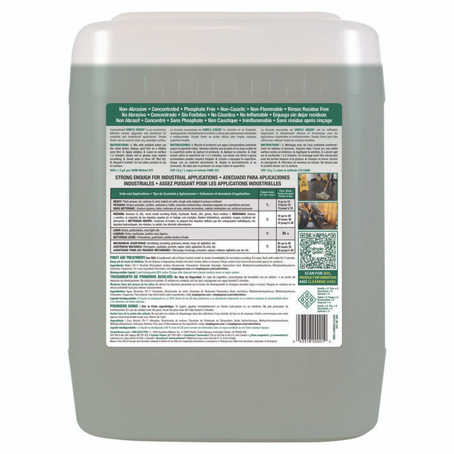 SUNSHINE MAKERS, INC. Simple Green® 13006 Industrial Cleaner and Degreaser, Concentrated, 5 gal, Pail