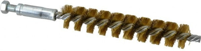 Schaefer Brush 93622 Double Stem/Single Spiral Tube Brush: 3/4" Dia, 6-1/4" OAL, Brass Bristles