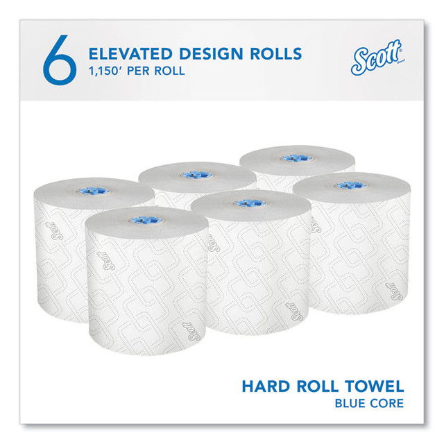KIMBERLY-CLARK PROFESSIONAL Scott® 25702 Pro Hard Roll Paper Towels with Elevated Scott Design for Scott Pro Dispenser, Blue Core Only, 1-Ply, 1,150 ft, 6 Rolls/CT