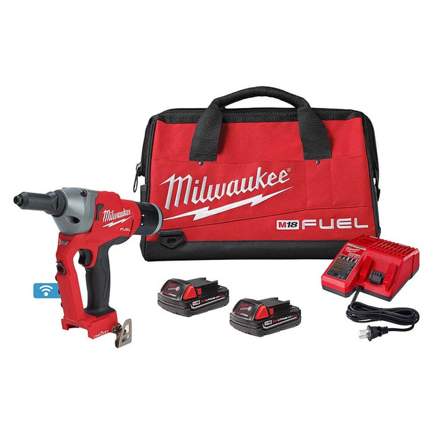 Milwaukee Tool 2660-22CT Cordless Riveters; Fastener Type: Cordless Electric Riveter; Stroke Length: 1.18 in; Pull Force: 4500 lb; Batteries Included: Yes; Overall Length: 10.7 in