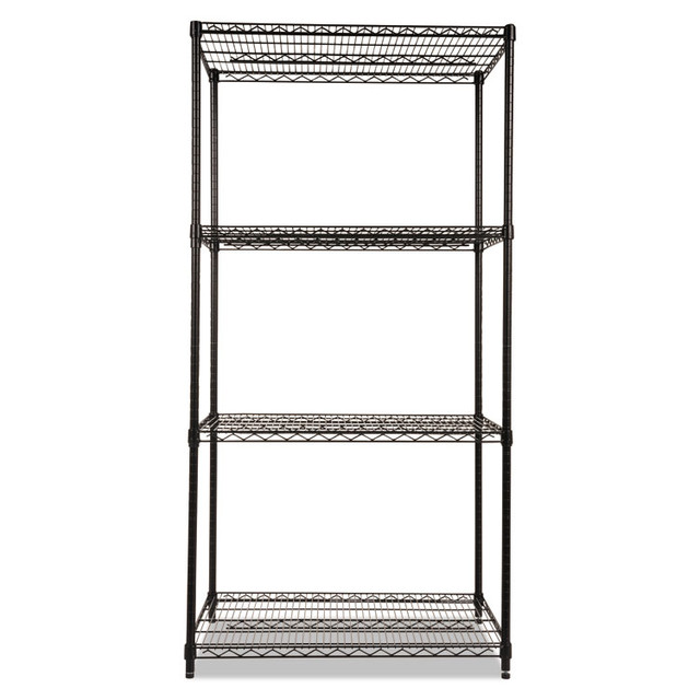 ALERA SW503624BL NSF Certified Industrial Four-Shelf Wire Shelving Kit, 36w x 24d x 72h, Black