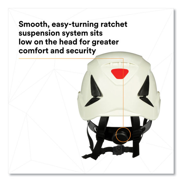 3M/COMMERCIAL TAPE DIV. X5001ANSI SecureFit X5000 Series Safety Helmet, 6-Point Pressure Diffusion Ratchet Suspension, White