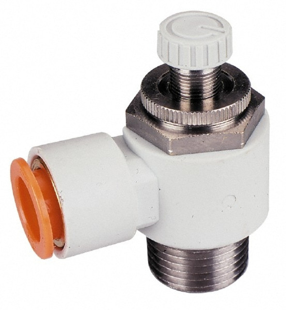 SMC PNEUMATICS AS2201F-N01-05 Air Flow Control Valve: Flow Control Elbow, Tube x MNPT, 3/16" Tube OD