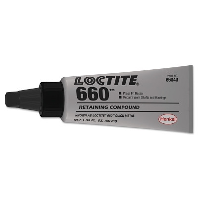 Henkel Corporation Loctite® 660™ Quick Metal® Retaining Compound, 50 mL Tube, Silver, 3300 psi