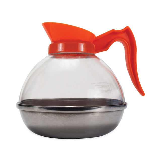 RDI USA Coffee Pro CPU13 Unbreakable Decaffeinated Coffee Decanter, 12-Cup, Stainless Steel/Polycarbonate, Orange Handle