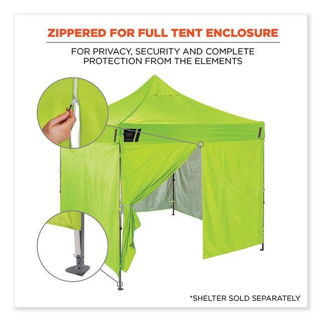 TENACIOUS HOLDINGS, INC. ergodyne® 12978 Shax 6096 Pop-Up Tent Sidewall with Zipper, Single Skin, 10 ft x 10 ft, Polyester, Lime