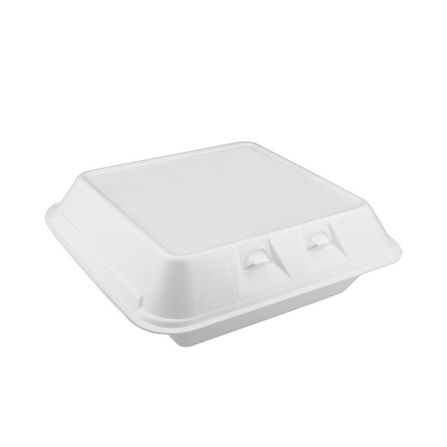 PACTIV EVERGREEN CORPORATION YHLW09030000 SmartLock Foam Hinged Lid Container, Large, 3-Compartment, 9 x 9.25 x 3.25, White, 150/Carton