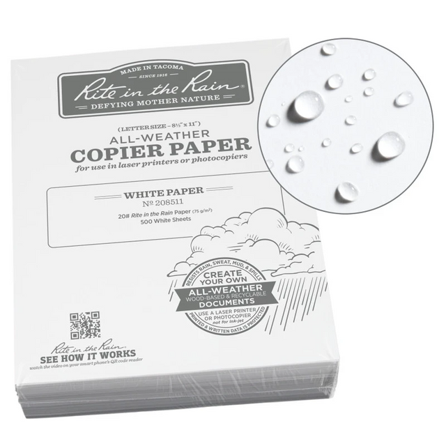 Rite in the Rain 208511 All-Weather 20# Printer Paper - 8.5 x 11 Rite in the Rain 208511 All-Weather 20# Printer Paper - 8.5 x 11