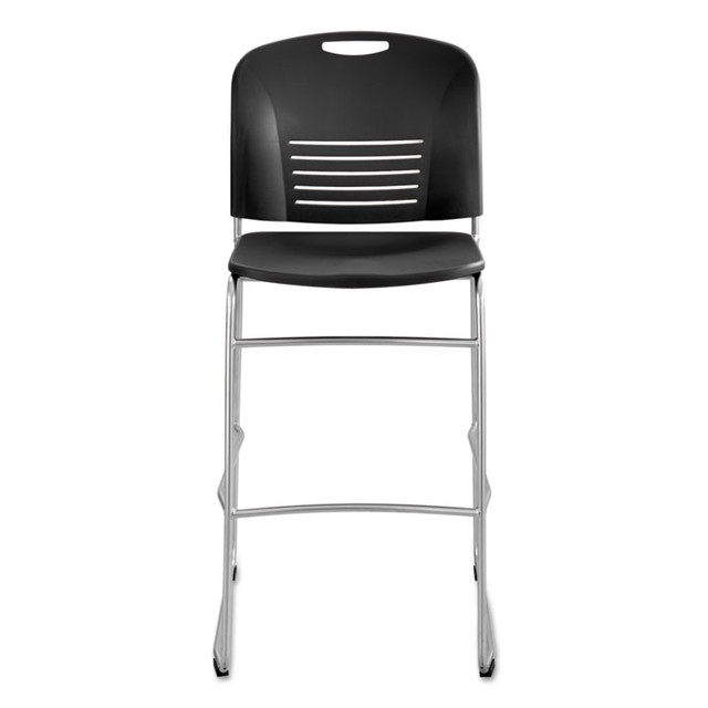 SAFCO PRODUCTS 4295BL Vy Sled Base Bistro Chair, Supports Up to 350 lb, 30.5" Seat Height, Black Seat, Black Back, Silver Base