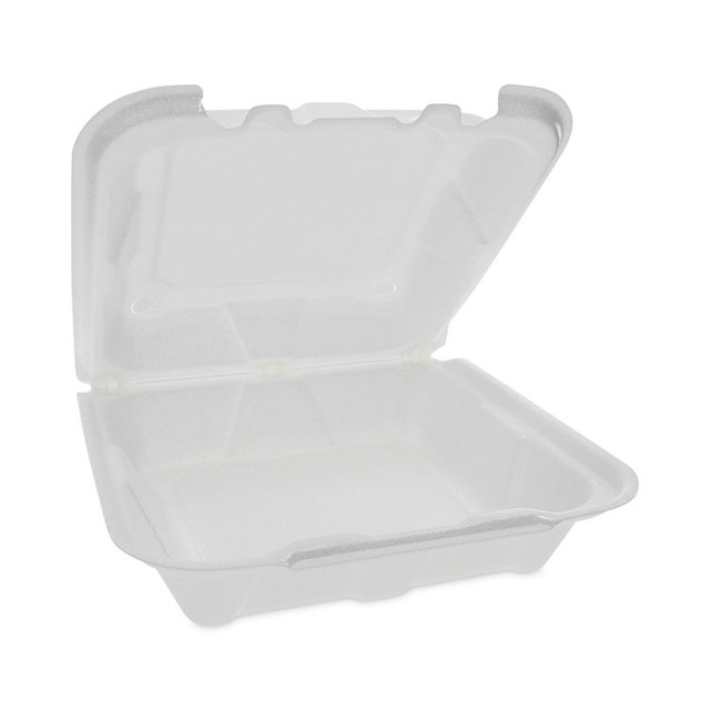 PACTIV EVERGREEN CORPORATION YTD188010000 Vented Foam Hinged Lid Container, Dual Tab Lock, 8.4 x 8 x 3, White, 150/Carton