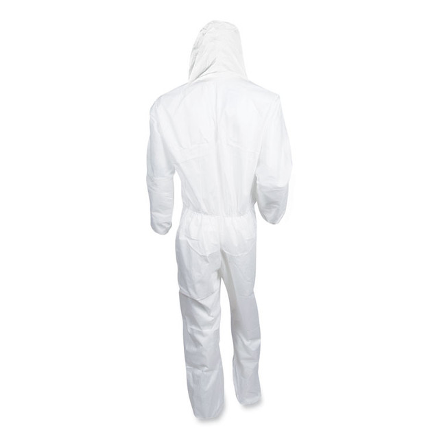 SMITH AND WESSON KleenGuard™ 49112 A20 Breathable Particle Protection Coveralls, Elastic Back, Hood, Medium, White, 24/Carton