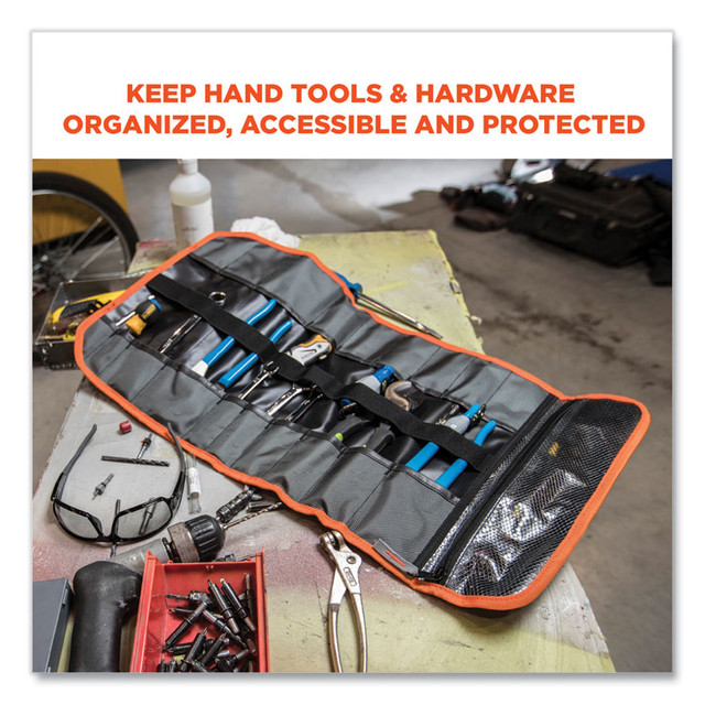 TENACIOUS HOLDINGS, INC. ergodyne® 13771 Arsenal 5871 Polyester Tool Roll Up, 21 Compartments, 27 x 14, Polyester, Black