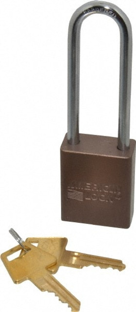 American Lock A1107KABRN-5537 Lockout Padlock: Keyed Alike, Aluminum, 3.0000 High, Steel Shackle, Brown