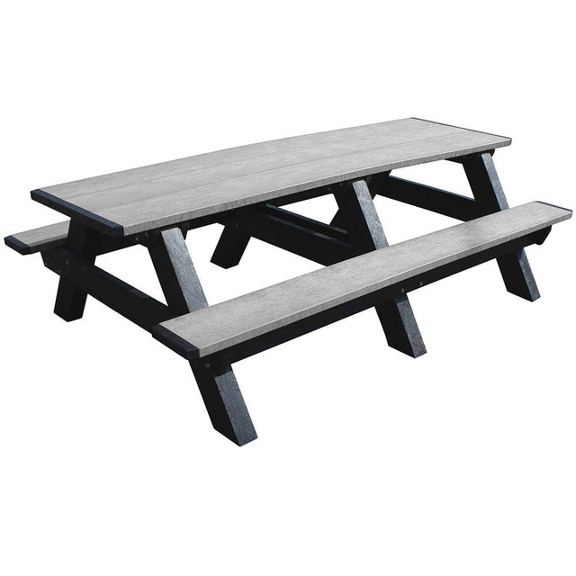 Vestil PT-PAF-2896-BKG Picnic Table: Gray Table Top, Rectangle, 96" OAL, 60" OAW, 30" OAH