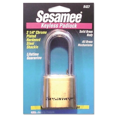 CCL™ Sesamee® Keyless Padlock, 5/16 in dia, 2-1/4 in L x 1 in W, Brass