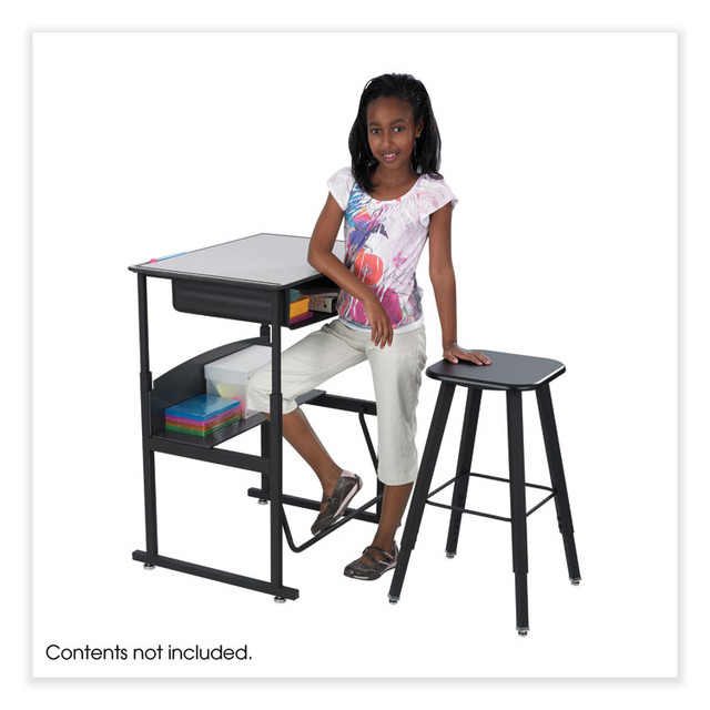 SAFCO PRODUCTS 1205BL AlphaBetter Adjustable-Height Student Stool, Backless, Supports Up to 250 lb, 35.5" Seat Height, Black