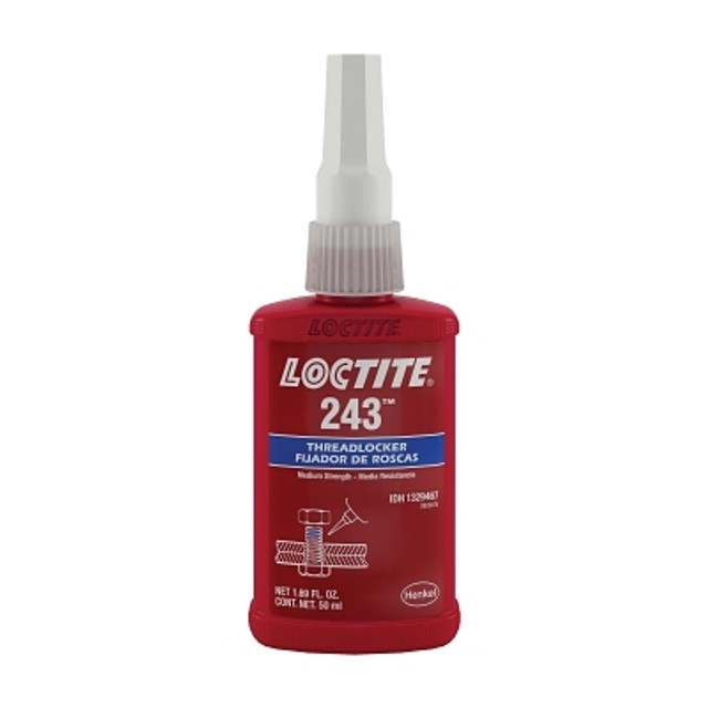 Henkel Corporation Loctite® 243™ Medium-Strength Primerless Threadlocker, 50 mL, 1/4 in to 3/4 in dia, Blue Henkel Corporation Loctite® 243™ Medium-Strength Primerless Threadlocker, 50 mL, 1/4 in to 3/4 in dia, Blue
