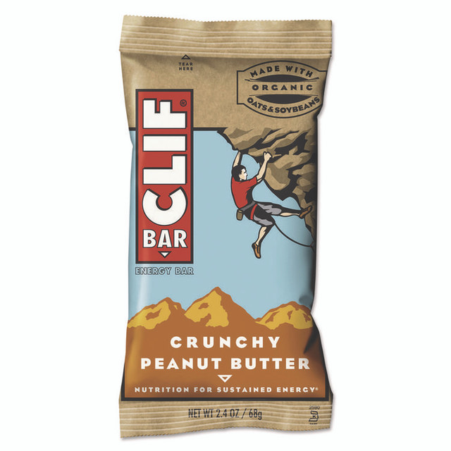 CLIF BAR & COMPANY 50120 Energy Bar, Crunchy Peanut Butter, 2.4 oz, 12/Box