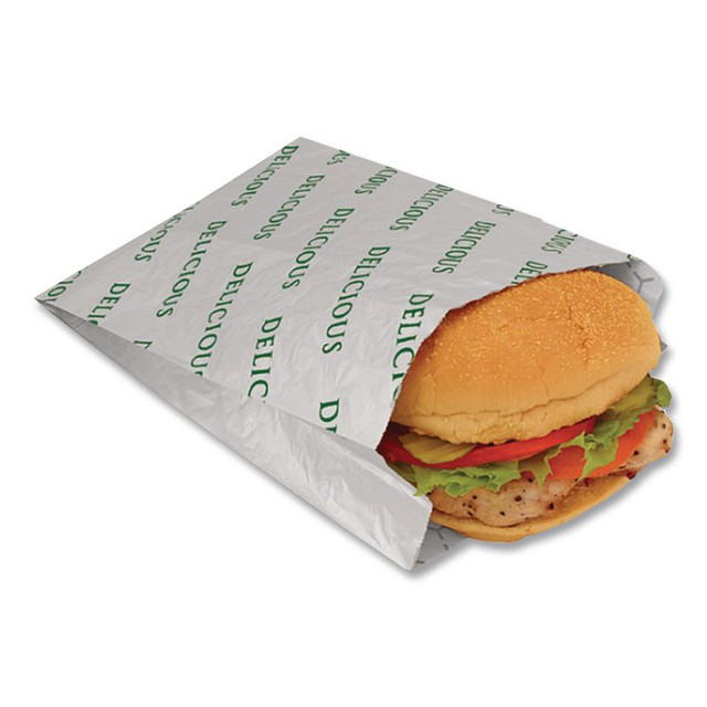 BAGCRAFT 300519 Foil/Paper/Honeycomb Insulated Bag, Delicious Labeling, 8" x 2" x 6", White, 1,000/Carton
