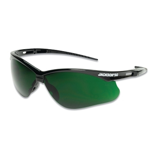SureWerx® Jackson® Safety SG Series Safety Glasses, IR 5.0 Poly Lens, Hardcoat Anti-Scratch, Black Poly Half-Frame
