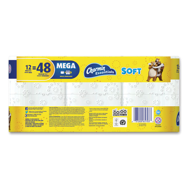 PROCTER & GAMBLE Charmin® 03159 Essentials Soft Bathroom Tissue, Septic Safe, 2-Ply, White, 352 Sheets/Roll, 12/Pack
