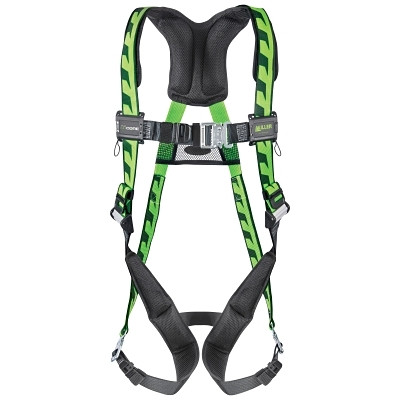PIP Global Safety Miller® by PIP AirCore™ Full-Body Harness, Steel Stand-Up Back D-Ring, Universal, Quick-Connect Straps, Green