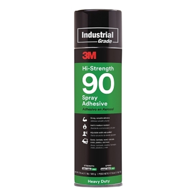 3M™ Hi-Strength 90 Spray Adhesive, 17.6 oz, Aerosol Can, Clear, Contains 1,1-Difluoroethane 3M™ Hi-Strength 90 Spray Adhesive, 17.6 oz, Aerosol Can, Clear, Contains 1,1-Difluoroethane